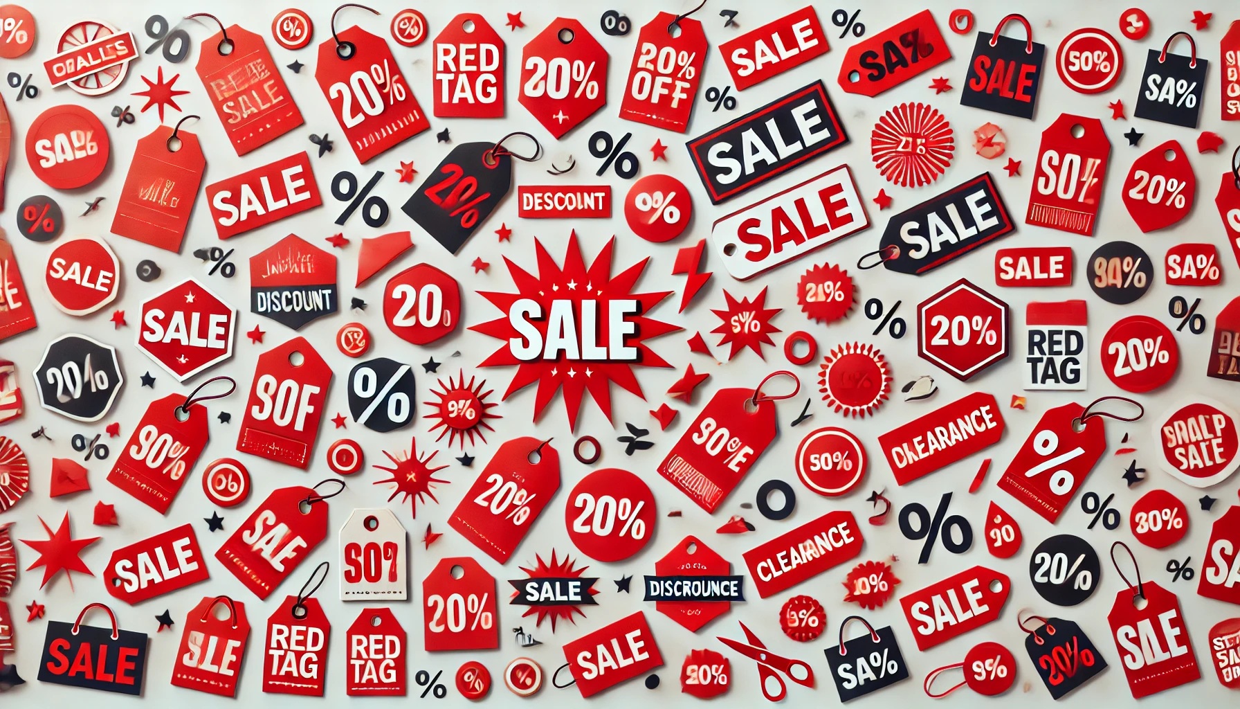 セール、アウトレットの赤札