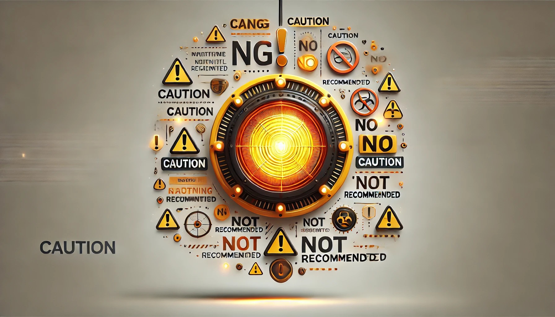 危険、NG、ダメ、などネガティブワードの黄色灯